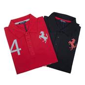 Polo Homme Ferrari manche courte rouge avec manche grise 