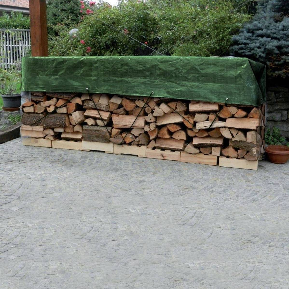 Bache spéciale protection tas de bois de chauffage 1,6 x 6 mètres heliotrade